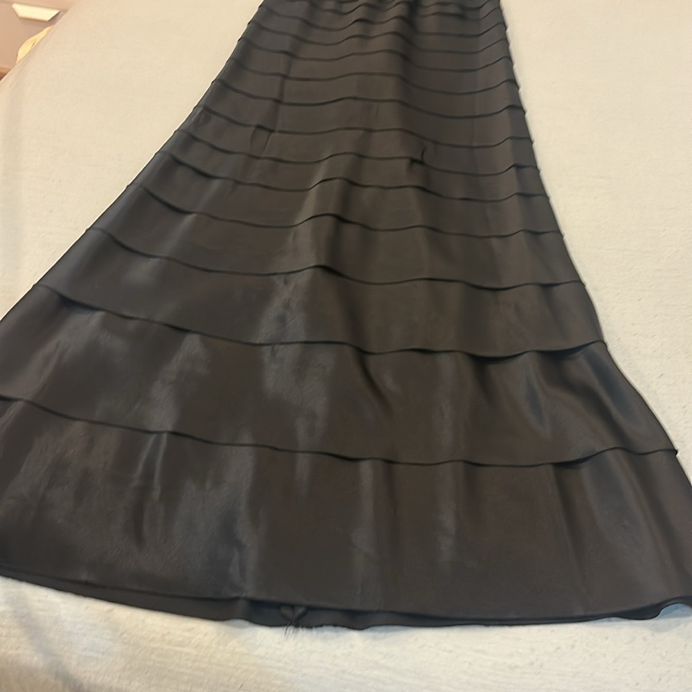 BCBGMaxAzria Black Ruched Bandage Layers Maxi  Formal Sweetheart Neckline Dress - Picture 13 of 16